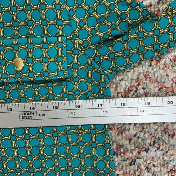 Michael Kors Jade Green Gold Chain Print Silky Knee Length Shift Dress Size S - Picture 10 of 11